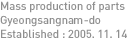 Mass production of parts / Gyeongsangnam-do / Established : 2005. 11. 14